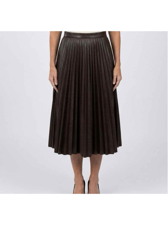 A.L.C. Dresses & Skirts - A.L.C. Etta Faux Leather Pleated Midi Skirt Deepest Brown 8 New With Tags